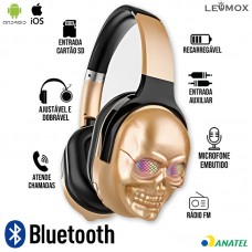 Headphone Bluetooth Caveira LEF-1023A Lehmox - Dourado